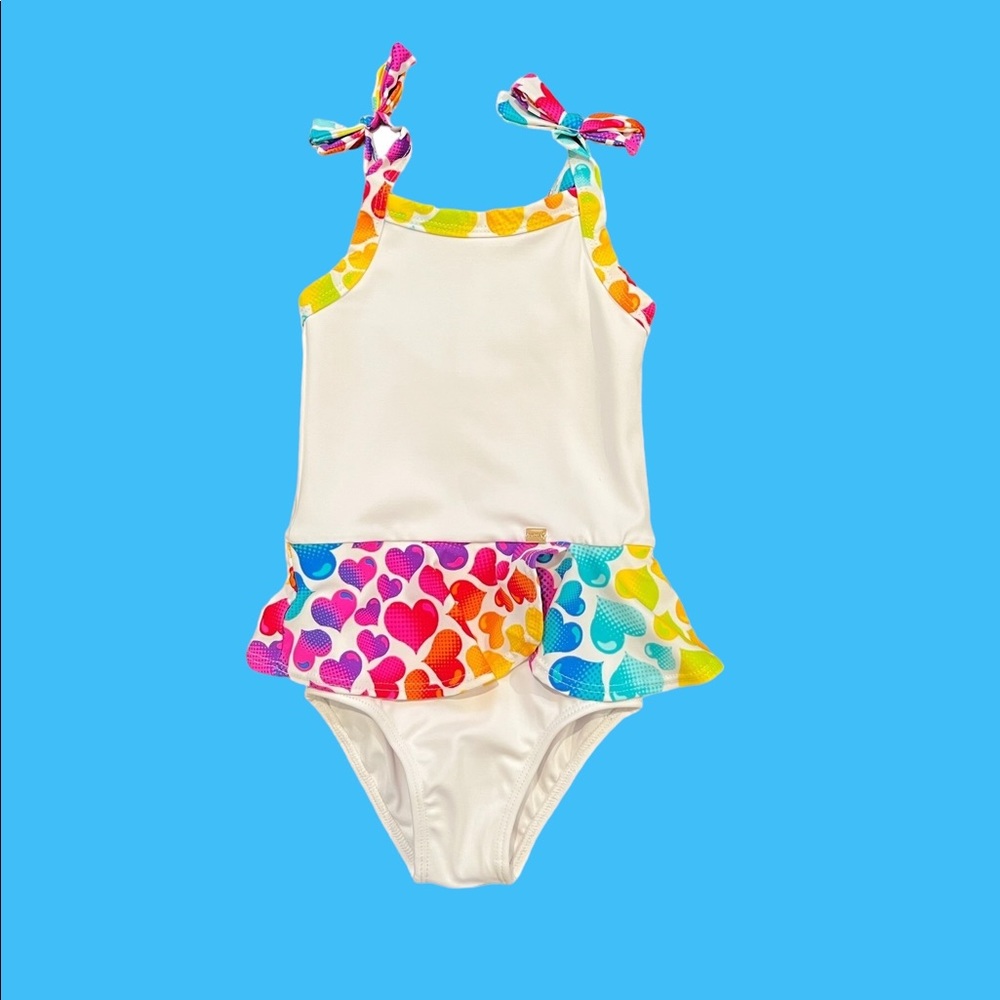 TQTA Girls Heart Ruffle One Piece Swimsuit.